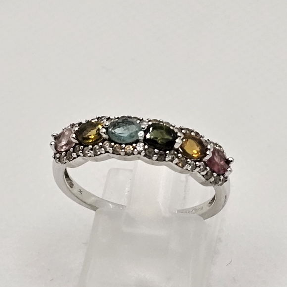 Beautiful Multicolor Tourmaline Ring in Sterling Silver Size 9 - Picture 7 of 9